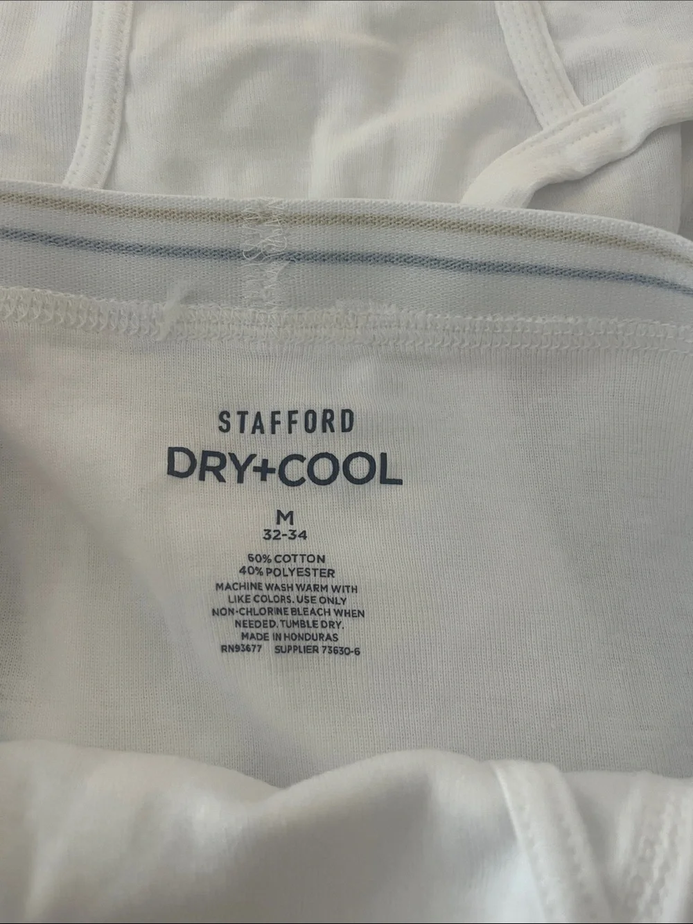 Bundle 69. Stafford White Men’s Briefs with Blue-Trim Waistband - Pack of 3